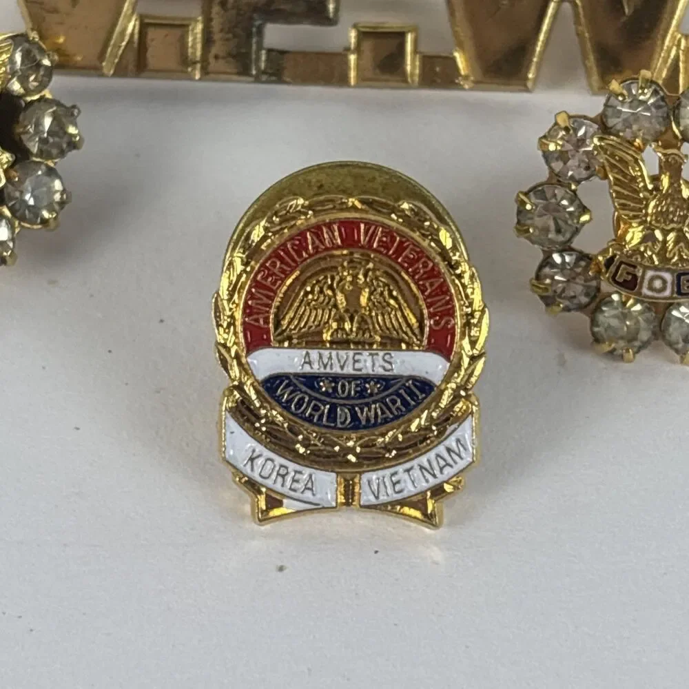 VFW, AMVets WWII, FOE 4 Pins Fraternal Order of the Eagles Small Pins